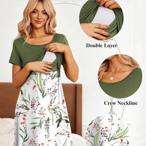 Women's Maternity Nursing Dress | Short Sleeve, Knee-Length, Breastfeeding